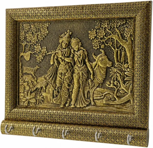 Balaji_Mart_Balaji_Handicraft_Radha_Krishna_Meenakari_Wall_Hanging_Key_Holder_Wood_Key_Holder_(5_Hooks,_Gold)
