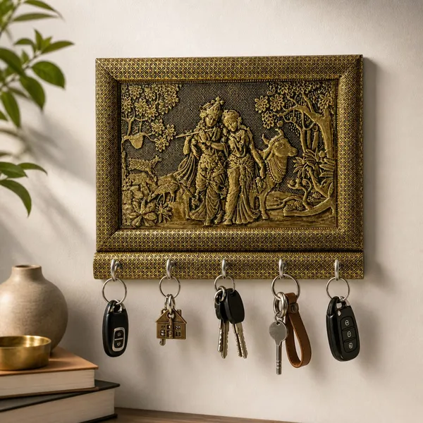 Balaji_Mart_Balaji_Handicraft_Radha_Krishna_Meenakari_Wall_Hanging_Key_Holder_Wood_Key_Holder_(5_Hooks,_Gold)