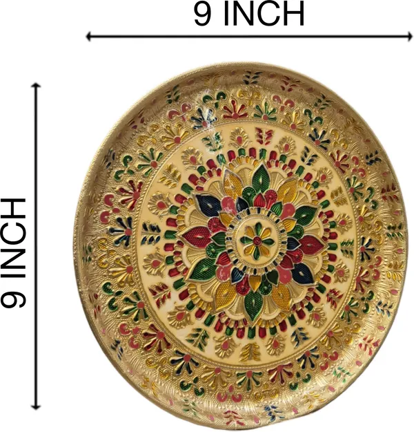 Balaji_Mart_Balaji_Mart_Meenakari_Pooja_Thali_9_Inch_Stainless_Steel_Decorative_Plate_Stainless_Steel,_Aluminium_(1_Pieces,_Gold)