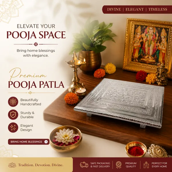 Shubhmangal_Wooden_Pooja_Patla_8X12_Inch_Silver_Flower_Design_|_Temple_Chowki_Wooden_Pooja_Chowki_(Silver,_Pack_Of_1)