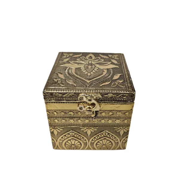 Golden_Embossed_Metal_Storage_Box_With_Decorative_Jar