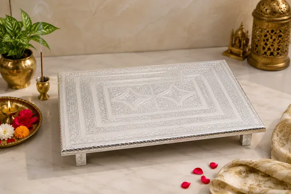 Balaji_Mart_Royal_Silver_(12x18_inch)Pooja_Chowki_Aluminium__All_Purpose_Chowki_(Silver,_Pack_Of_1)