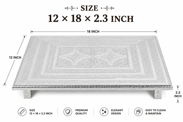 Balaji_Mart_Royal_Silver_(12x18_inch)Pooja_Chowki_Aluminium__All_Purpose_Chowki_(Silver,_Pack_Of_1)