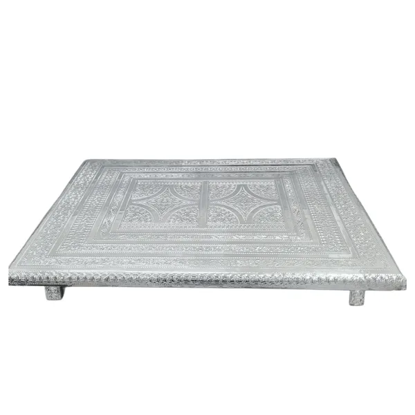 Balaji_Mart_Royal_Silver_(12x18_inch)Pooja_Chowki_Aluminium__All_Purpose_Chowki_(Silver,_Pack_Of_1)