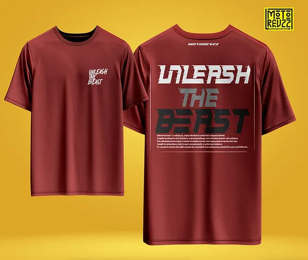 Unleash_The_Beast_Oversized_T_Shirt_For_Bikers_Maroon