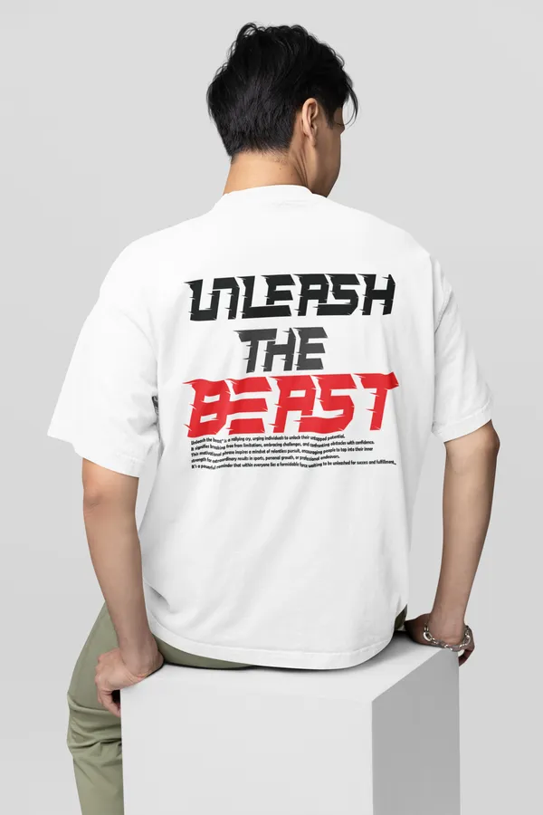 Unleash_The_Beast_Oversized_T_Shirt_For_Bikers_White