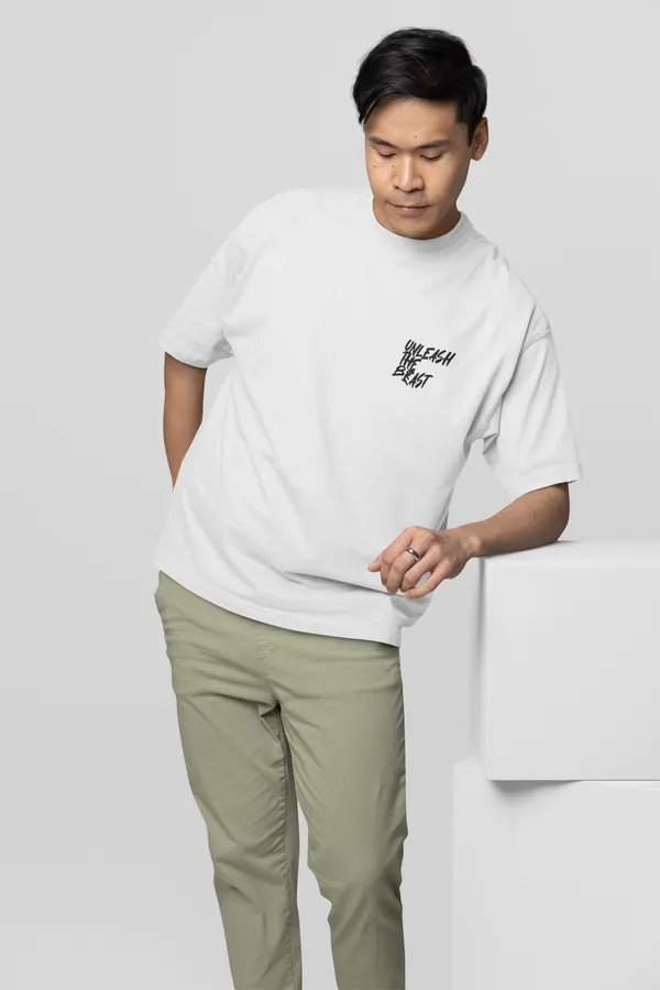 Unleash_The_Beast_Oversized_T_Shirt_For_Bikers_White
