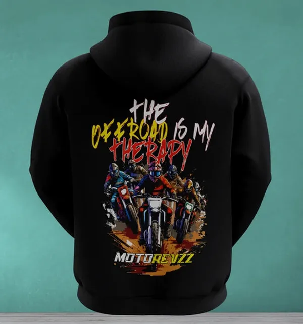 The_Offroad_Is_My_Therapy_Hoodie_For_Bikers_Black
