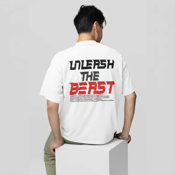 Unleash_The_Beast_Oversized_T_Shirt_For_Bikers_White