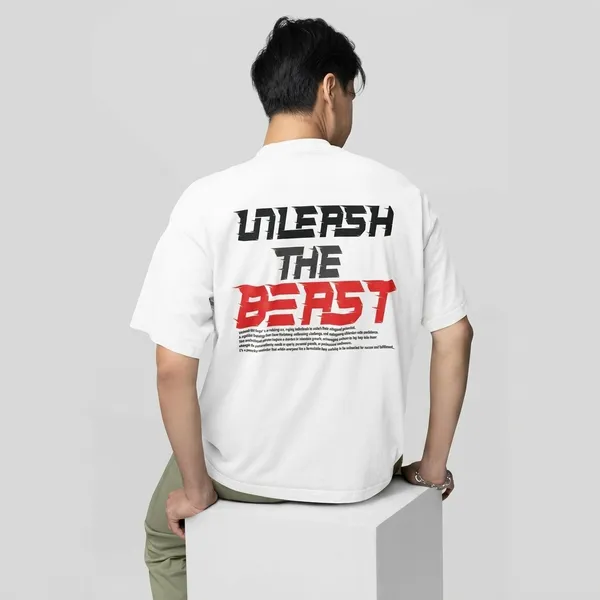 Unleash_The_Beast_Oversized_T_Shirt_For_Bikers_White