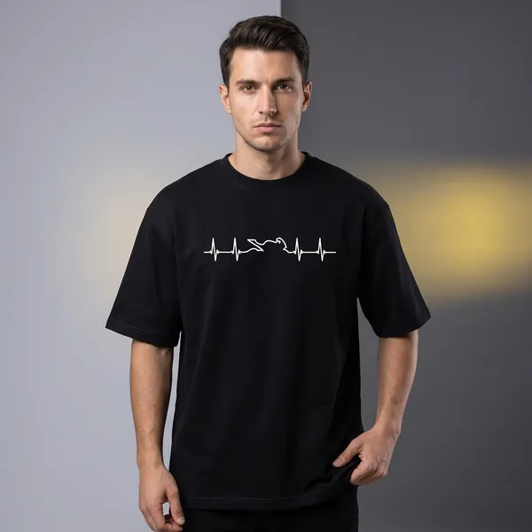 Heartbeat_Of_A_Biker_Oversized_T_Shirt_Black