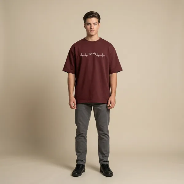 Heartbeat_Of_A_Biker_Oversized_T_Shirt_Brown