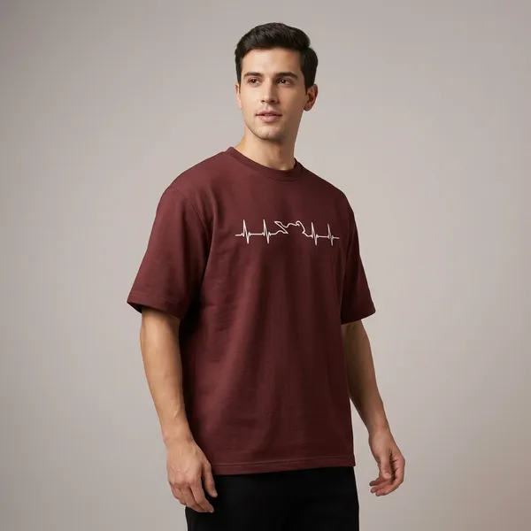 Heartbeat_Of_A_Biker_Oversized_T_Shirt_Brown
