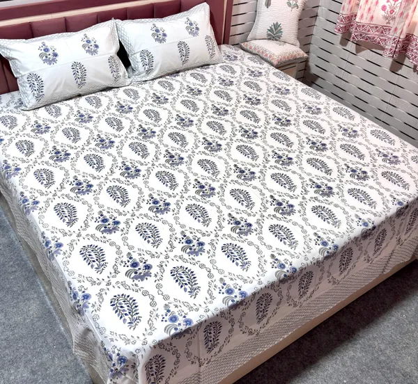 Pure_Cotton_Percale_Floral_Print_Bedcover_With_2_Pillow_Covers