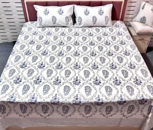 Pure_Cotton_Percale_Floral_Print_Bedcover_With_2_Pillow_Covers