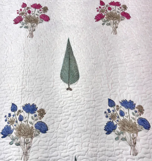 Cotton_Percale_Quilted_Floral_Print_Bedcover_With_2_Pillow_Covers