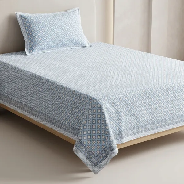 Blue_White_Pure_Cotton_Percale_Bedcover_With_2_Pillow_Covers