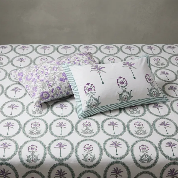 Pure_Cotton_Percale_Marigold_Hand_Block_Print_Bedcover_With_2_Pillow_Covers
