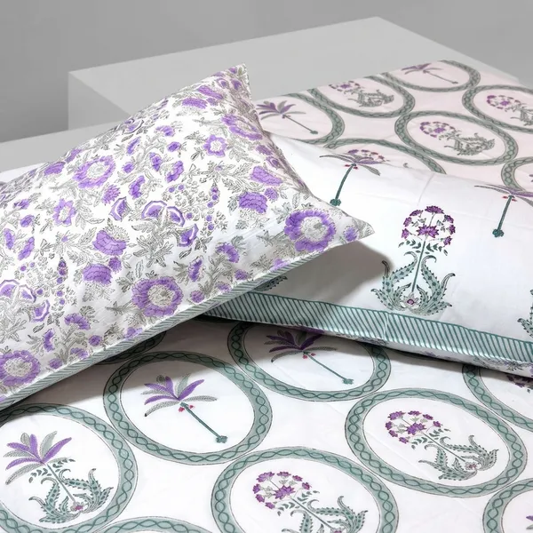Pure_Cotton_Percale_Marigold_Hand_Block_Print_Bedcover_With_2_Pillow_Covers
