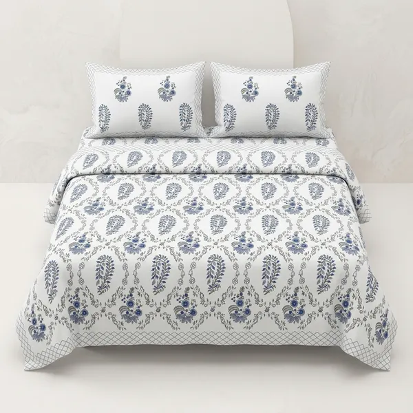 Pure_Cotton_Percale_Floral_Print_Bedcover_With_2_Pillow_Covers