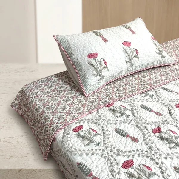Cotton_Percale_Quilted_Beige_Bedcover_With_2_Pillow_Covers
