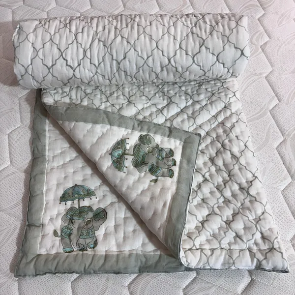 White_Mulmul_Elephant_Print_Quilted_Baby_Blanket