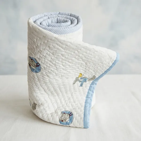 White_Printed_Mulmul_Quilted_Baby_Comforter