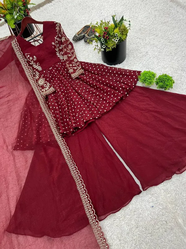 Maroon_Crunchy_Silk_Embroidered_Sharara_Set_For_Women