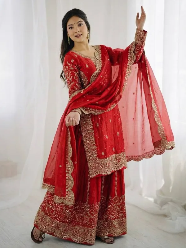 Red_Frendy_Silk_Embroidered_Sharara_Set_For_Women