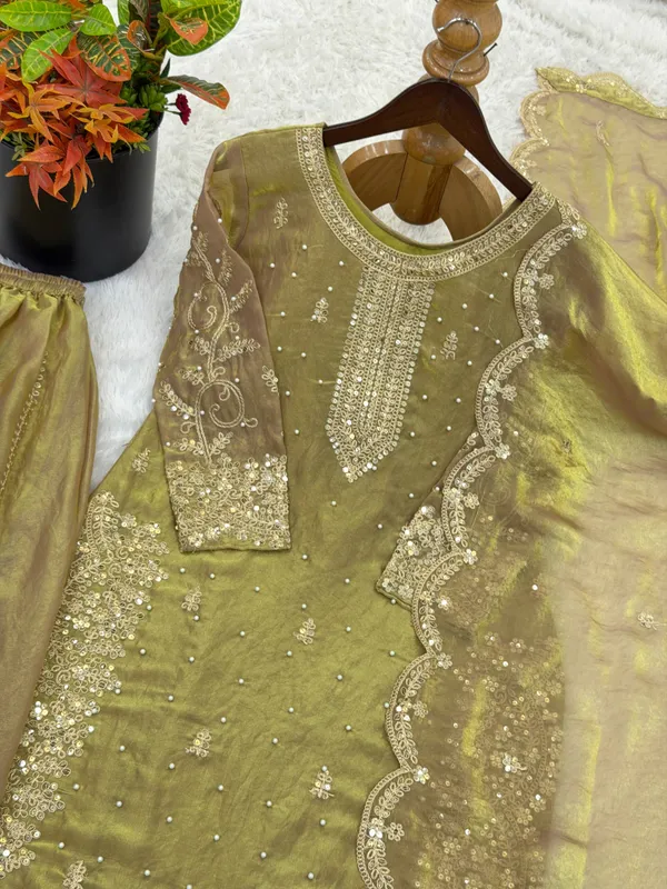 Olive_Green_Frendy_Silk_Embroidered_Sharara_Set_For_Women
