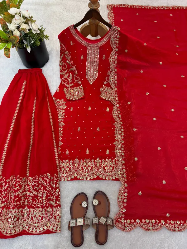 Red_Frendy_Silk_Embroidered_Sharara_Set_For_Women