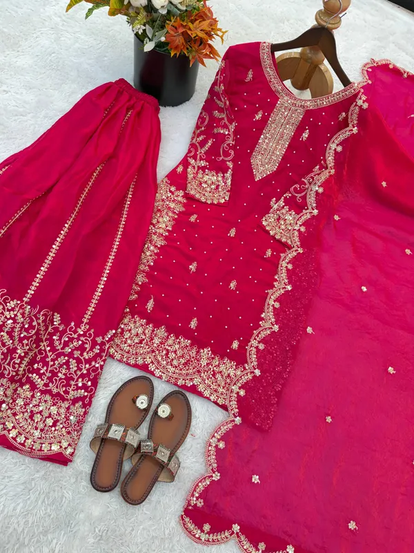 Magenta_Frendy_Silk_Embroidered_Sharara_Set_For_Women