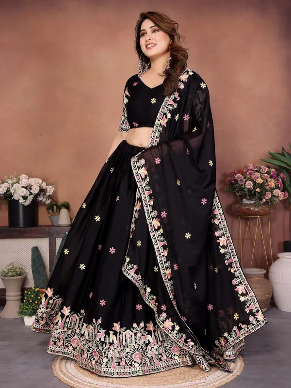 Black_Star_Georgette_Embroidered_Lehenga_Choli_Set_For_Women