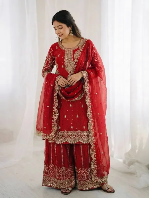 Red_Frendy_Silk_Embroidered_Sharara_Set_For_Women
