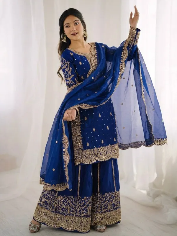Royal_Blue_Frendy_Silk_Embroidered_Sharara_Set_For_Women
