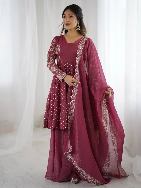 Mauve_Crunchy_Silk_Embroidered_Sharara_Set_For_Women