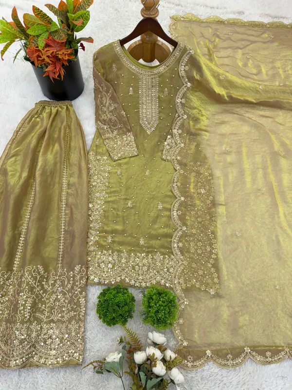 Olive_Green_Frendy_Silk_Embroidered_Sharara_Set_For_Women