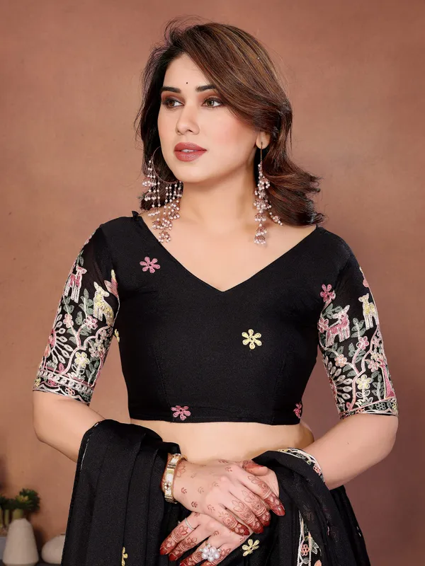Black_Star_Georgette_Embroidered_Lehenga_Choli_Set_For_Women