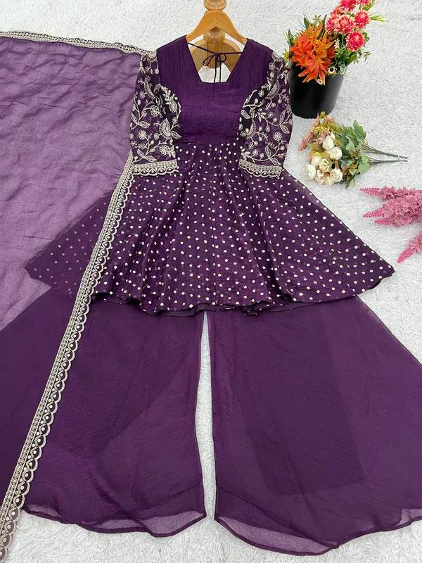 Purple_Crunchy_Silk_Embroidered_Sharara_Set_For_Women