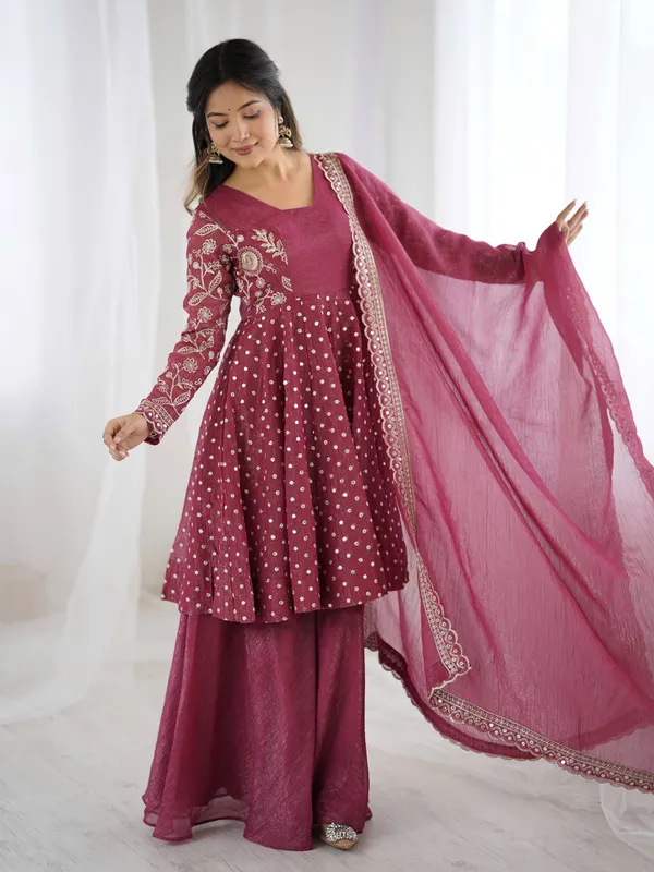 Mauve_Crunchy_Silk_Embroidered_Sharara_Set_For_Women
