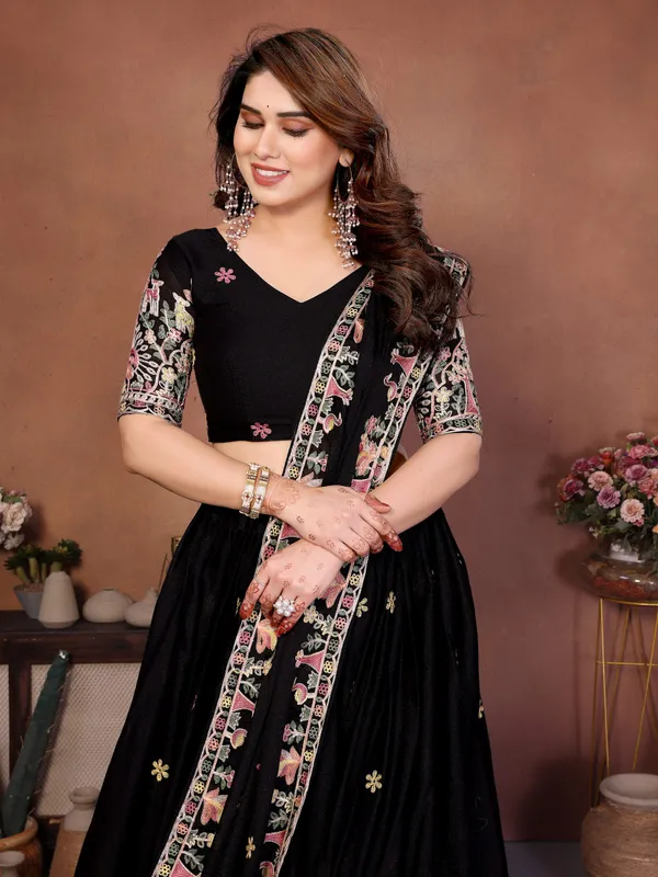 Black_Star_Georgette_Embroidered_Lehenga_Choli_Set_For_Women