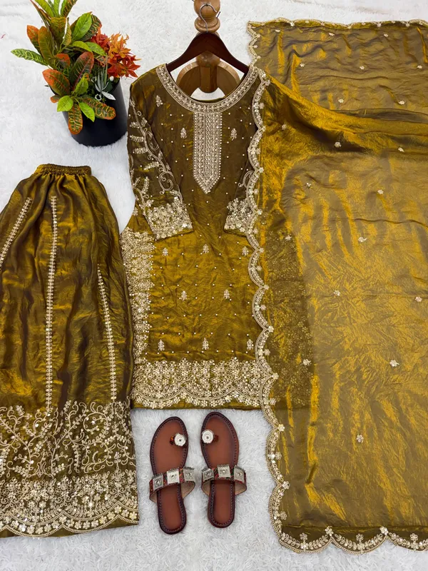 Mustard_Gold_Frendy_Silk_Embroidered_Sharara_Set_For_Women