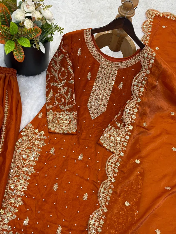 Orange_Frendy_Silk_Embroidered_Sharara_Set_For_Women