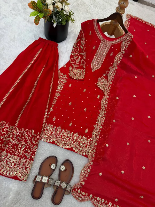 Red_Frendy_Silk_Embroidered_Sharara_Set_For_Women