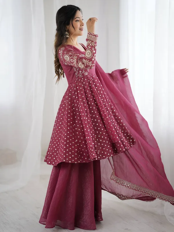 Mauve_Crunchy_Silk_Embroidered_Sharara_Set_For_Women