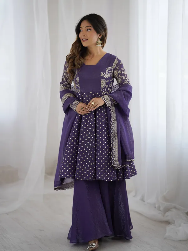 Purple_Crunchy_Silk_Embroidered_Sharara_Set_For_Women