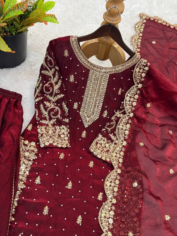 Maroon_Frendy_Silk_Embroidered_Sharara_Set_For_Women