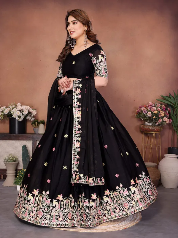 Black_Star_Georgette_Embroidered_Lehenga_Choli_Set_For_Women