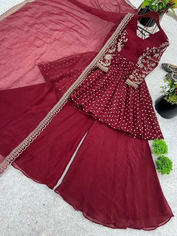 Maroon_Crunchy_Silk_Embroidered_Sharara_Set_For_Women