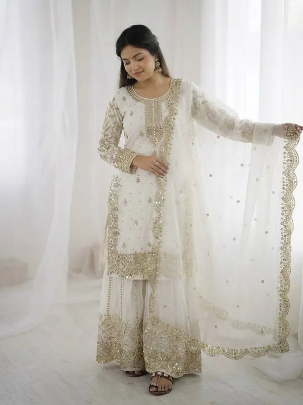 White_Frendy_Silk_Embroidered_Sharara_Set_For_Women